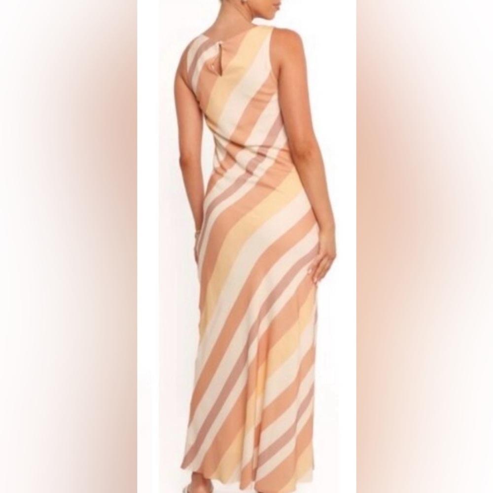 Petal & Pup Striped Tan and Cream Maxi Dress - Picture 2 of 12